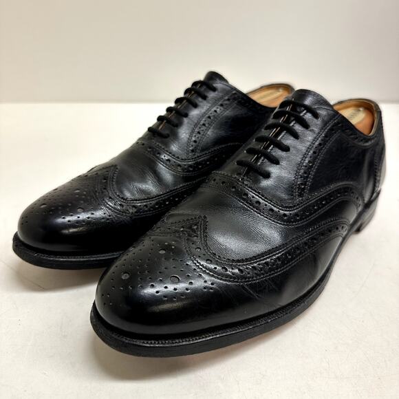 VERY GOOD Alden x Polo Ralph Lauren Black Oxford Wingtip Bal Benchmade USA 7.5 - Picture 2 of 13